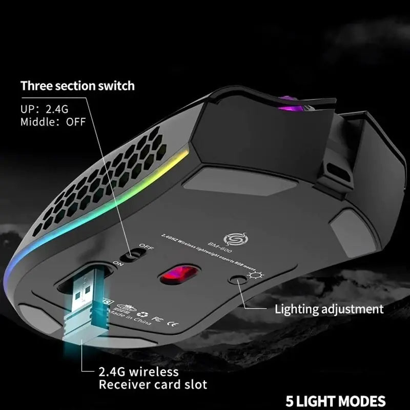 Pro RGB Wireless Gaming Mouse – Rechargeable & Ultra-Precise for PC/Laptop