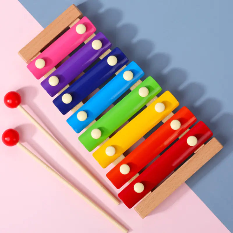 Colorful Eight Tone Wooden Knocking Qin for Children