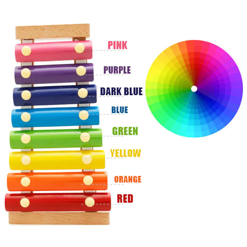 Colorful Eight Tone Wooden Knocking Qin for Children