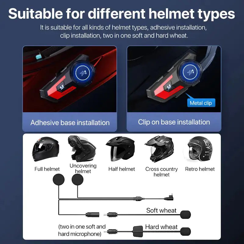 X7 BT Motorcycle Helmet Headset with Noise Cancellation