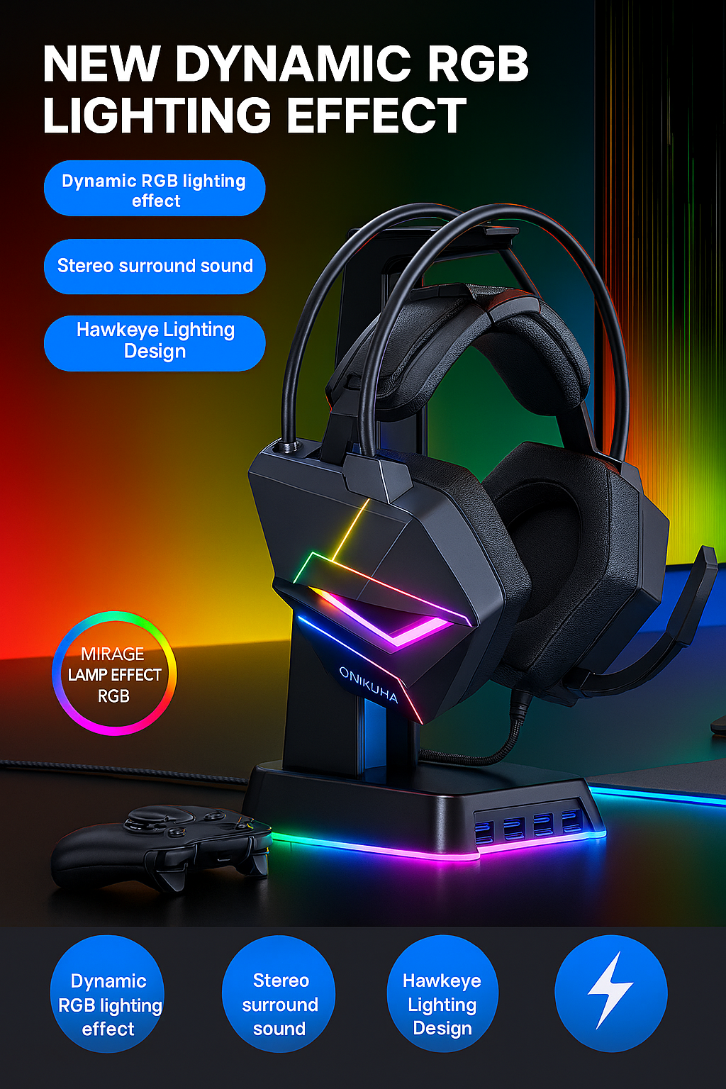 ONIKUMA X20 Over-Ear Gaming Headset with Microphone