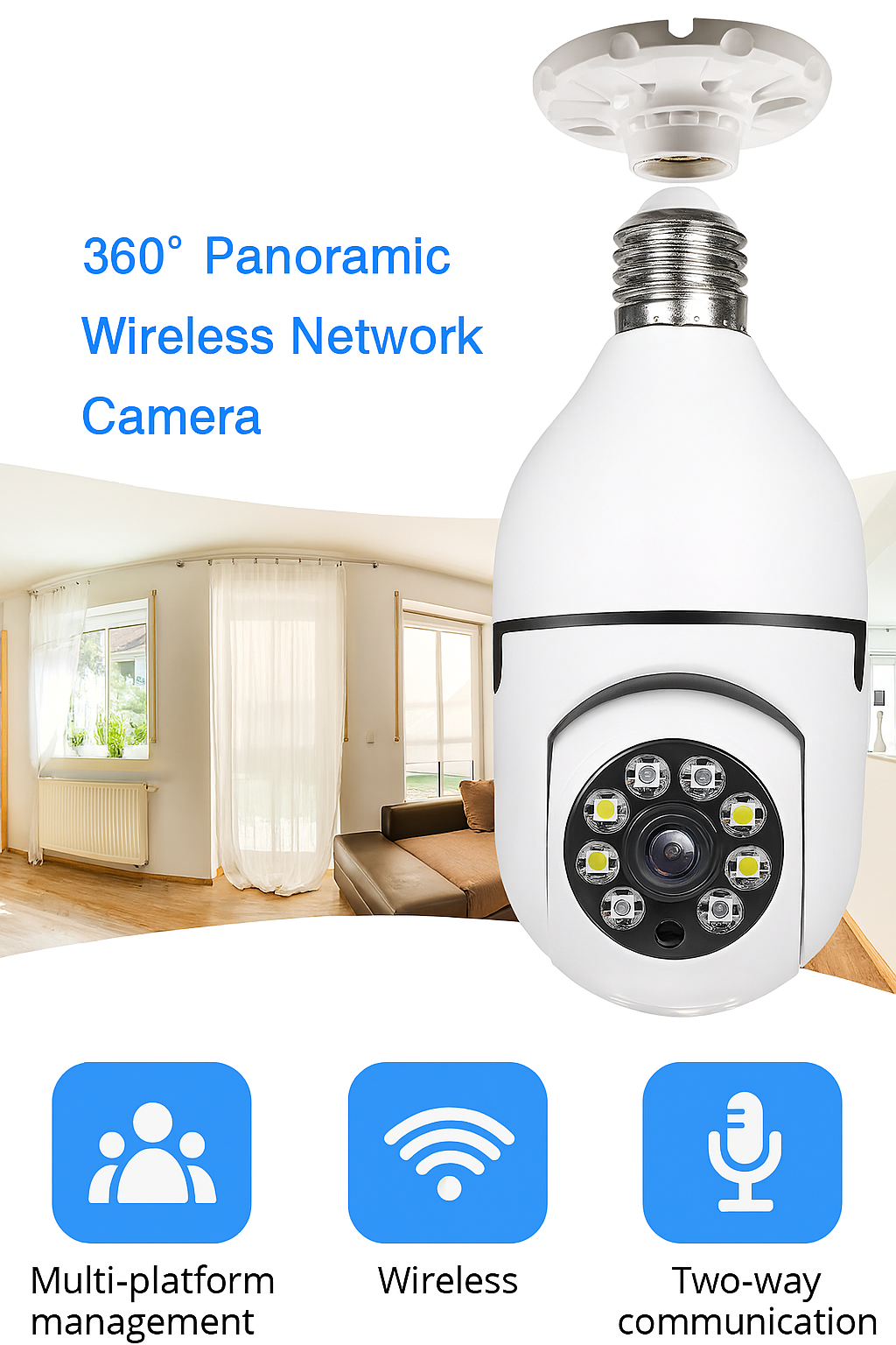 Camera with 360° Indoor HD Night Vision