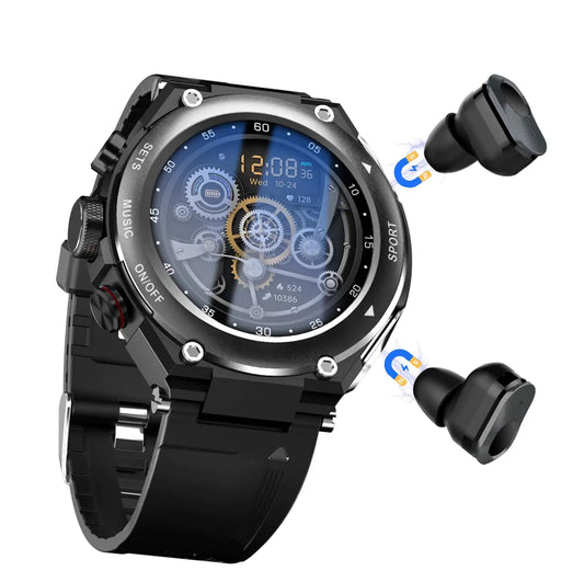 Desong Smart Watch with Earbuds 3 in 1 Round